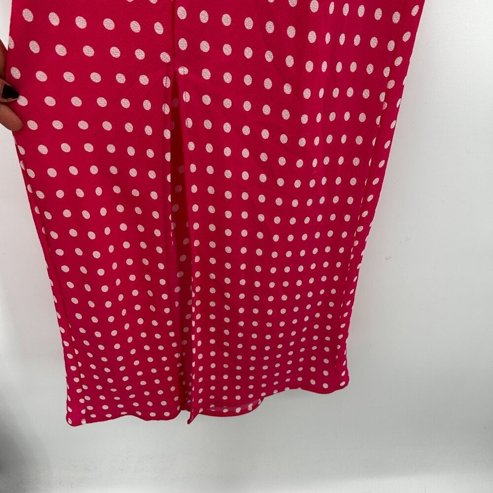 RESA Hot Pink White Polka Dot Harper Slip Midi Dress Lightweight Size Medium - Picture 8 of 10